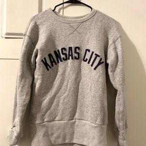 Gray crew neck with felt letters